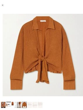 Tie-Front Cardigan Sweater in Rust